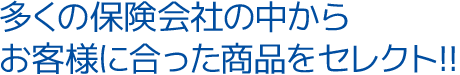 多くの保険会社の中からお客様に合った商品をセレクト!!